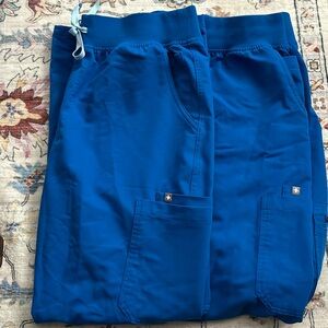 2 pairs of Figs Royal Blue Yola Skinny Scrub Pants Size L Tall